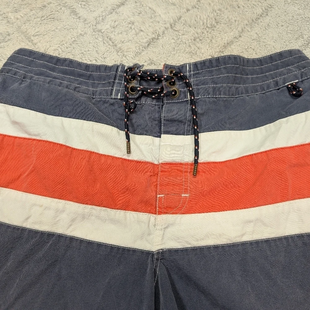 Vintage Polo Ralph Lauren Shorts Mens M Blue Red Stripe Big Pony Board Swim 7.5